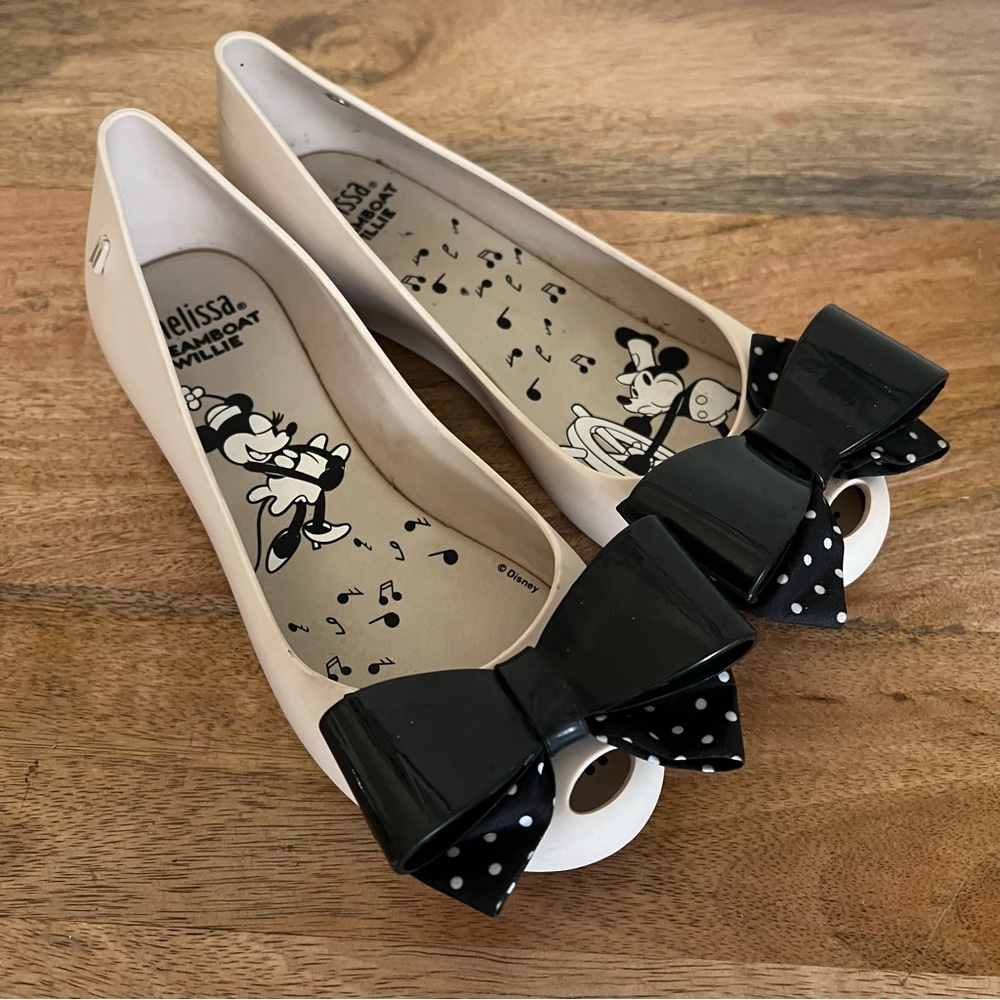 Mini Melissa Disney Mickey & Minnie Mouse  Black Flat Size 6